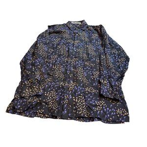 Vtg Robert Stock Silk Trail 100% Silk Abstract  Button-Up Shirt L quiet luxury